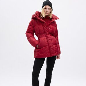GAP Big Puff Cinched Jacket Puffer Coat, Red, Size Medium